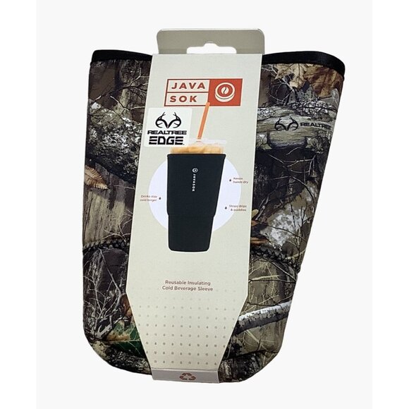 Java Sok Reusable Cold Beverage Sleeve RealTree Edge Camouflage XXL 44-48oz - Picture 3 of 7